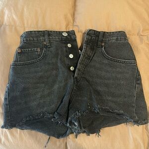 Zara black denim cheekie high waisted shorts